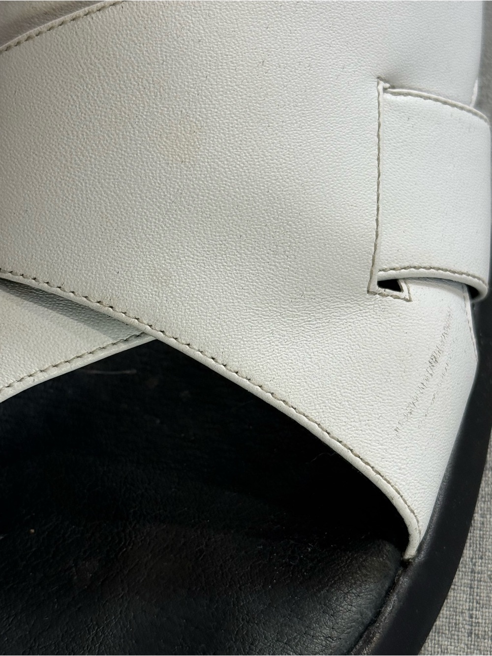 Vintage Clarks White Leather Chunky Wedge Sandals Slides Y2K Women's 10M - Picture 10 of 13
